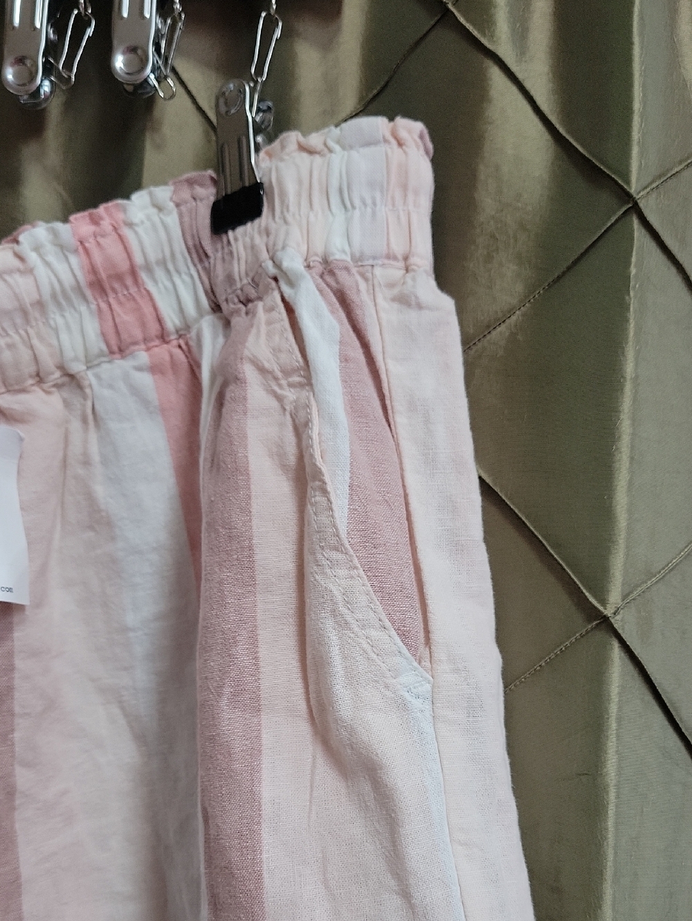 NWT- Beachlunchlounge 'Hadley' Linen/Cotton Blend Striped Shorts w/Pockets - Picture 2 of 5